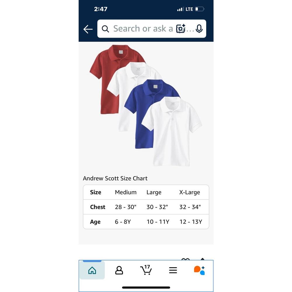 4 Andrew Scott School Uniform Polo for Boys XL 12-13